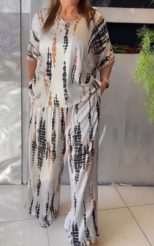 Marie - Zestaw Casual z Wzorem