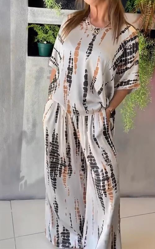 Marie - Zestaw Casual z Wzorem