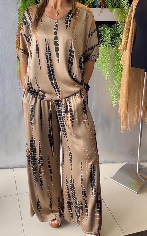 Marie - Zestaw Casual z Wzorem